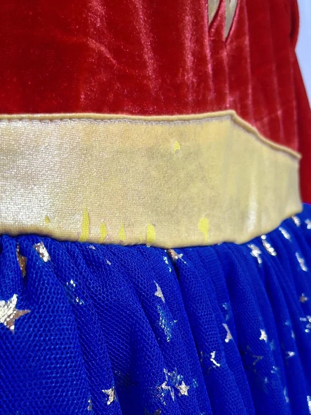 WONDER WOMAN Velvet 4pc Costume Halloween Toddler Kid Dress Tights Cape Headband